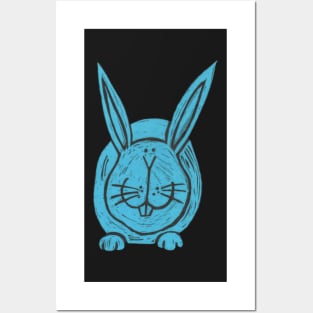 Rabbit, A Big , Fat, Blue Rabbit! Posters and Art